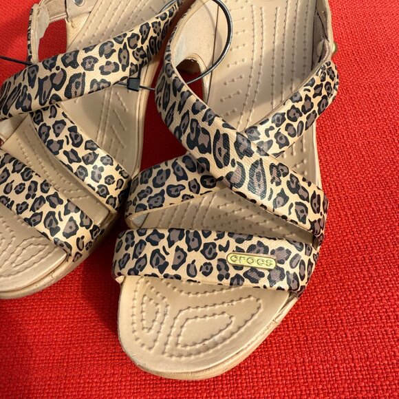 Crocs Women's Cyprus IV Leopard Heels - Womens Size 8 US - Gently Used - Picture 3 of 9